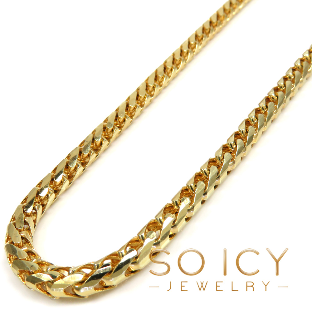 14k yellow gold solid diamond cut franco chain 20-24