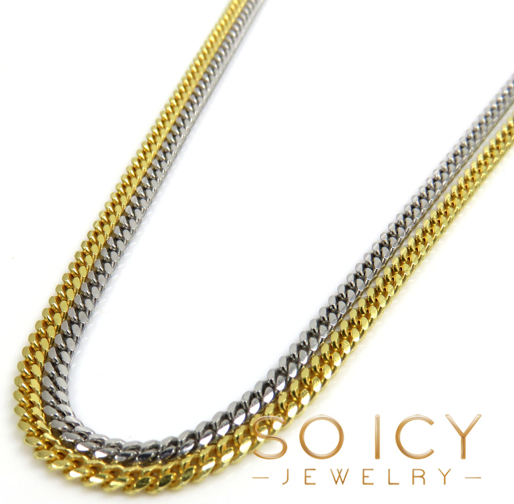 925 yellow or white solid skinny miami chain 18-24