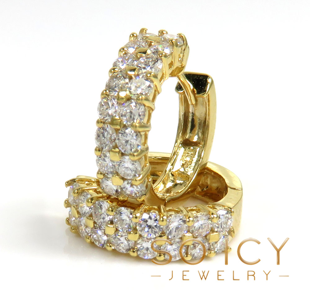 14k gold two row lab grown diamond huggie earrings 1.28ct