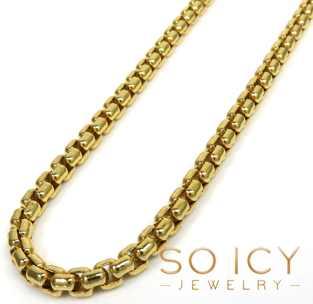 925 yellow or white sterling silver solid rounded box chain 18-24