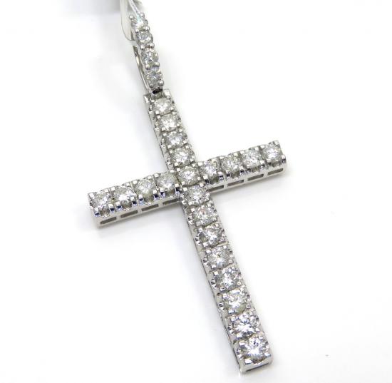 14k white gold large 15 pointer diamond prong cross 3.36ct
