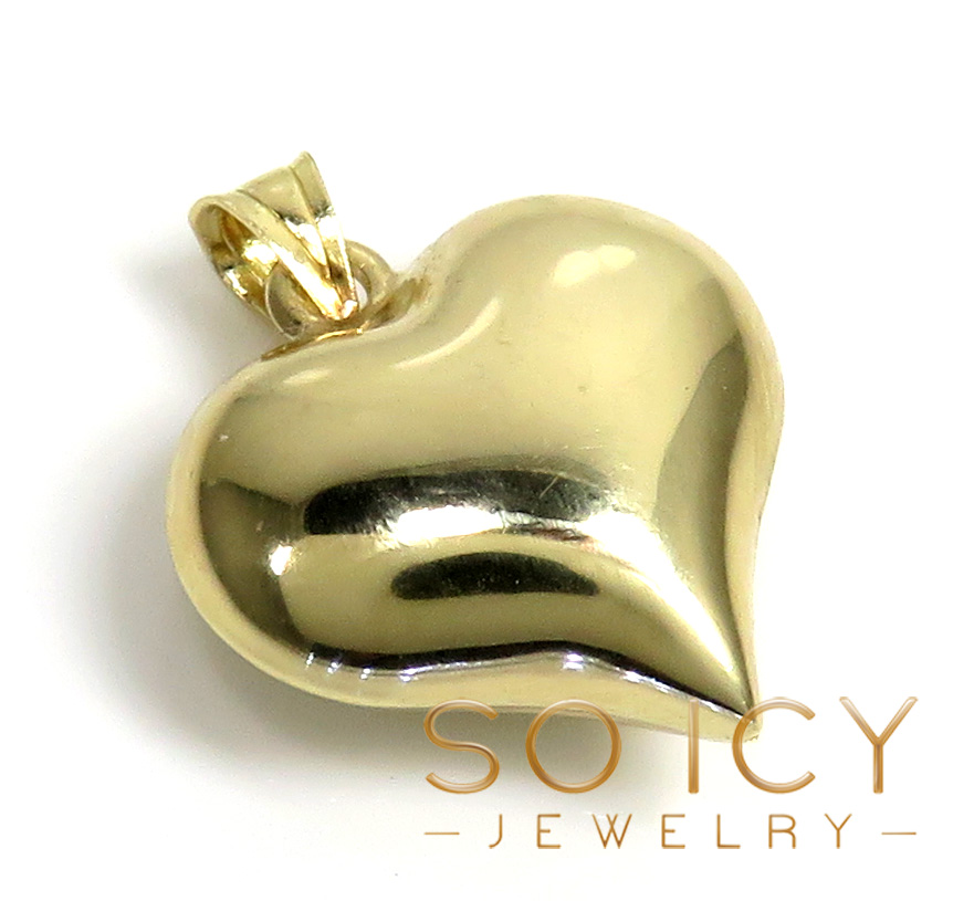 14k gold small solid heart pendant 