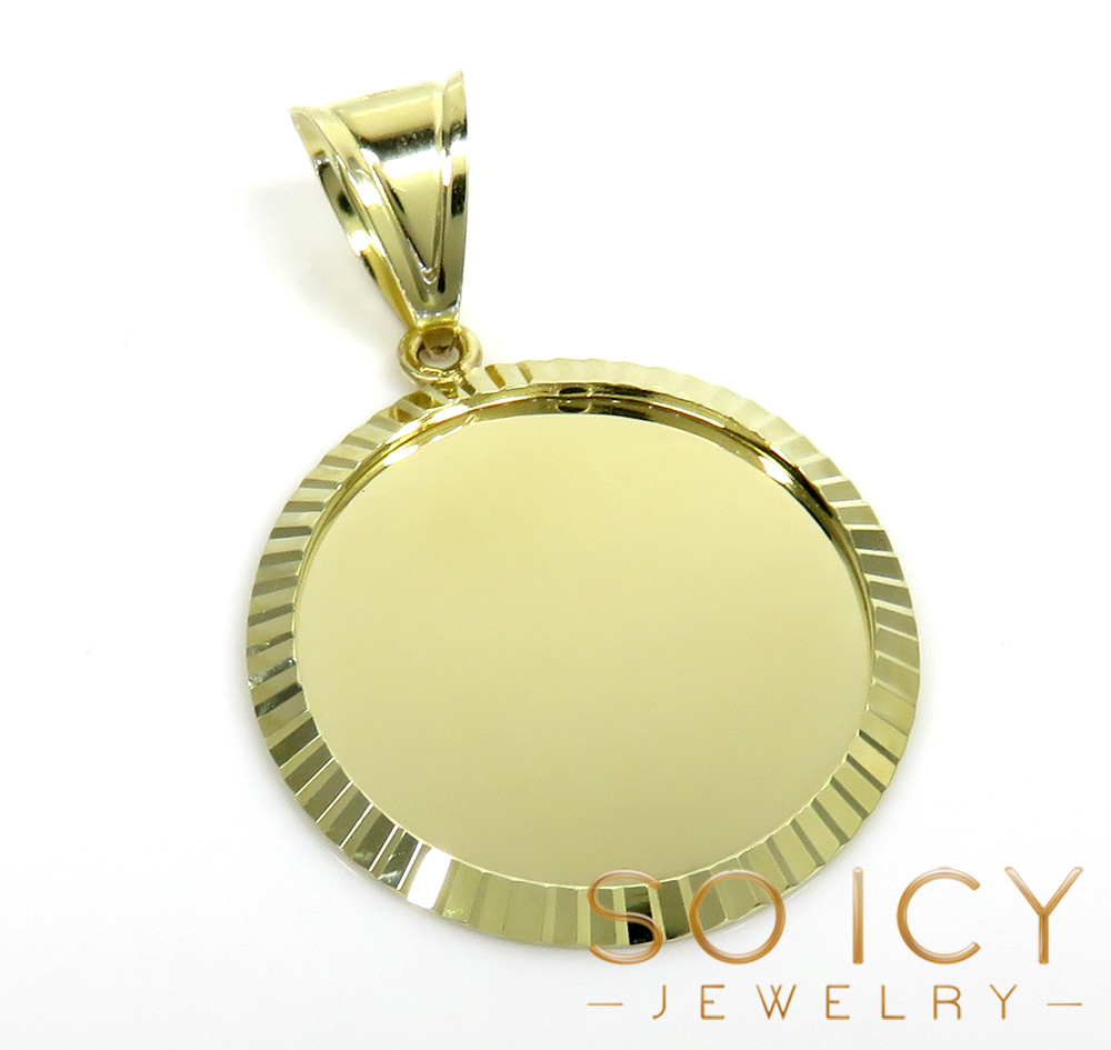 10k yellow gold fluted bezel small picture pendant 