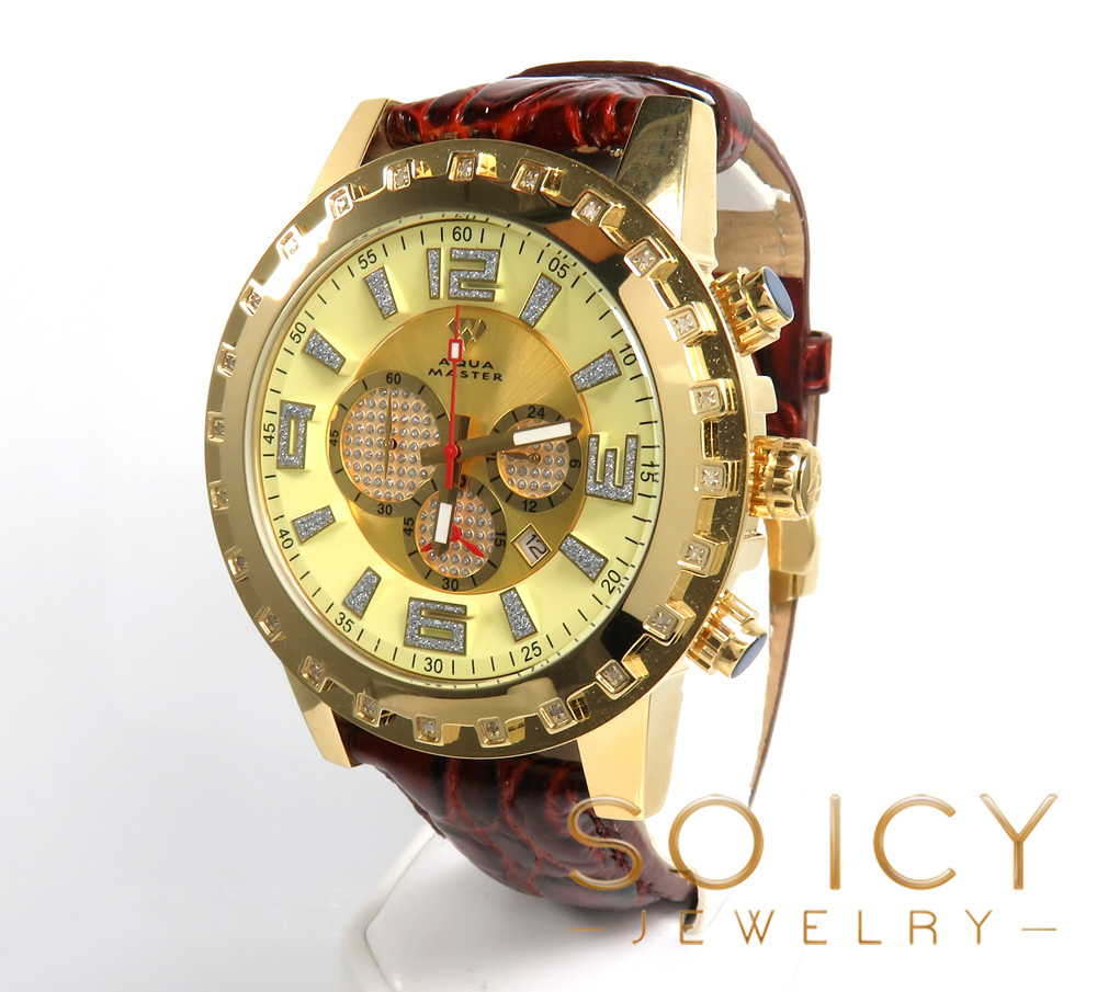 Mens aqua master genuine diamond 50mm watch 0.20ct