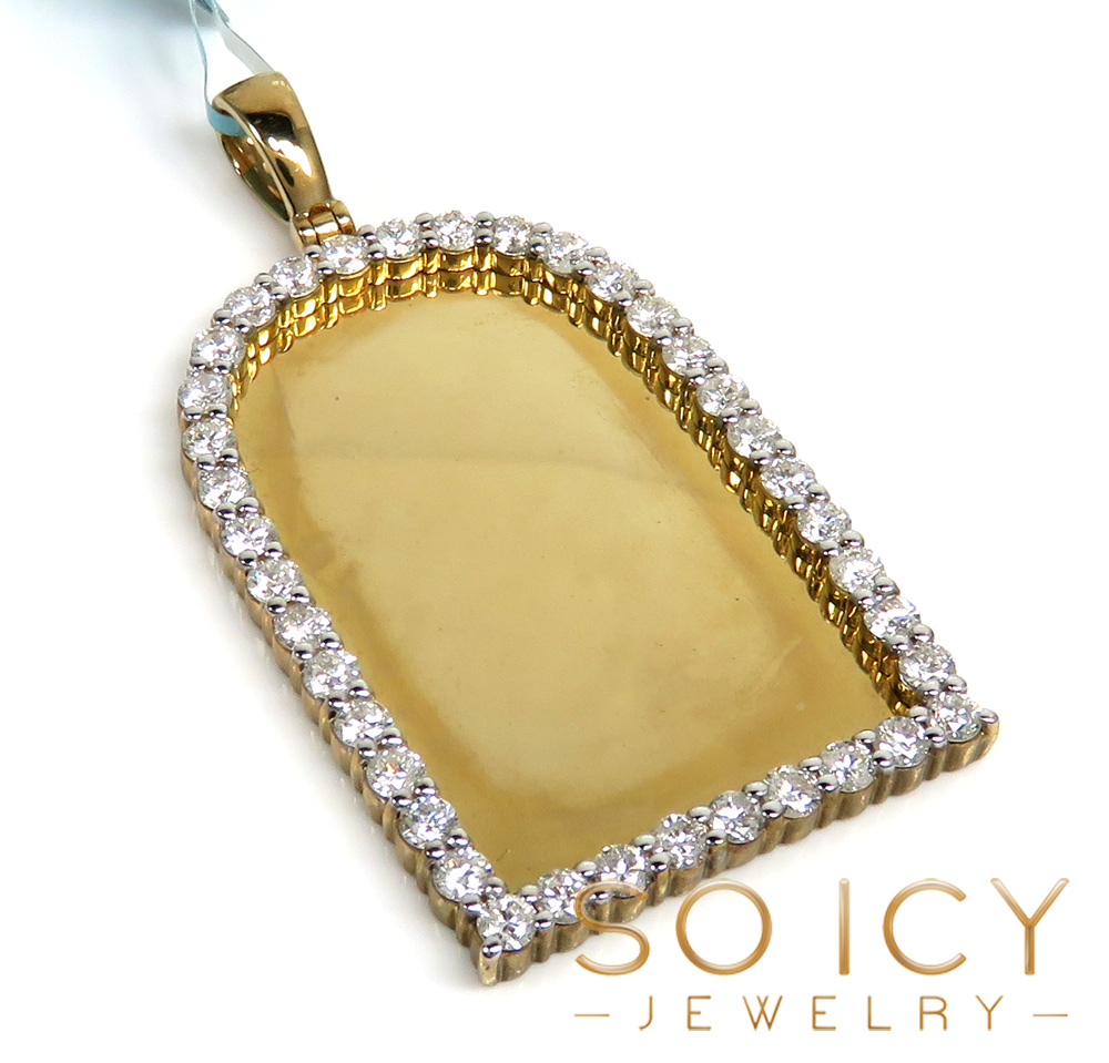 10k yellow gold xl diamond tomb stone picture pendant 3.91ct