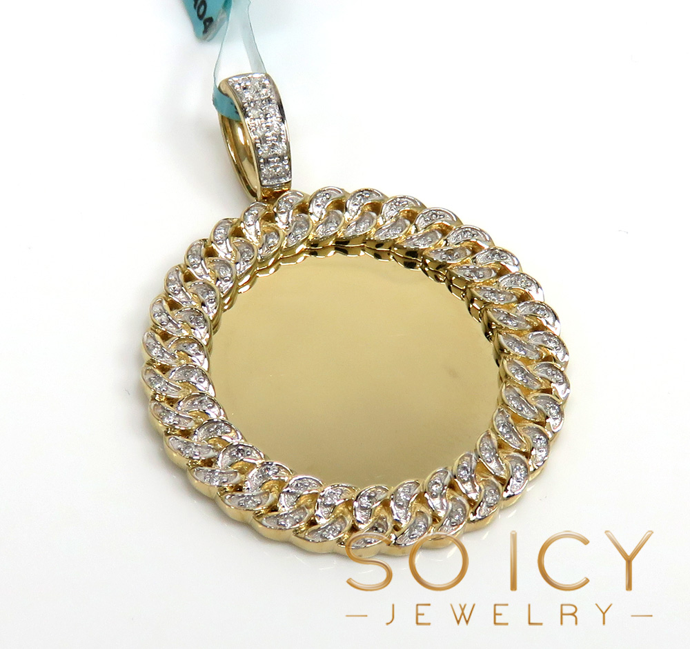 10k yellow gold diamond cuban large picture pendant 0.29ct 