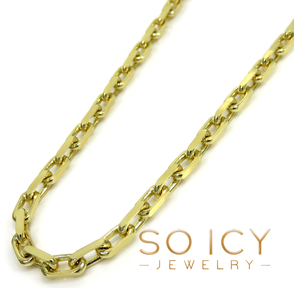 14k yellow gold solid flat edge cable link chain 18-26 inches 3mm 
