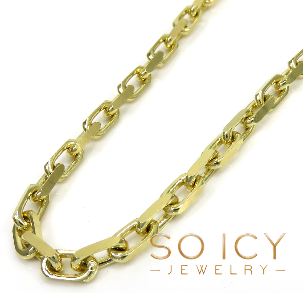 14k yellow gold solid flat edge cable link chain 18-26 inches 4mm 