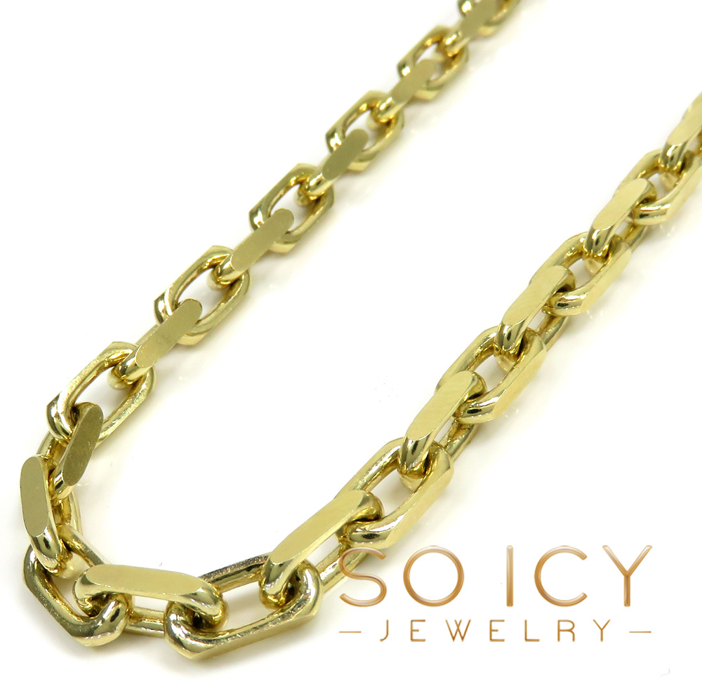 14k yellow gold solid flat edge cable link chain 18-26 inches 5mm