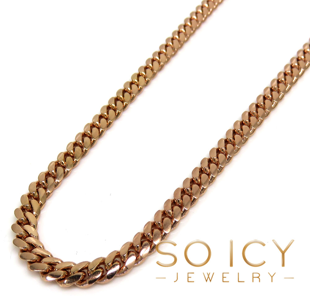 10k rose gold solid miami chain 22-24 inch 4mm