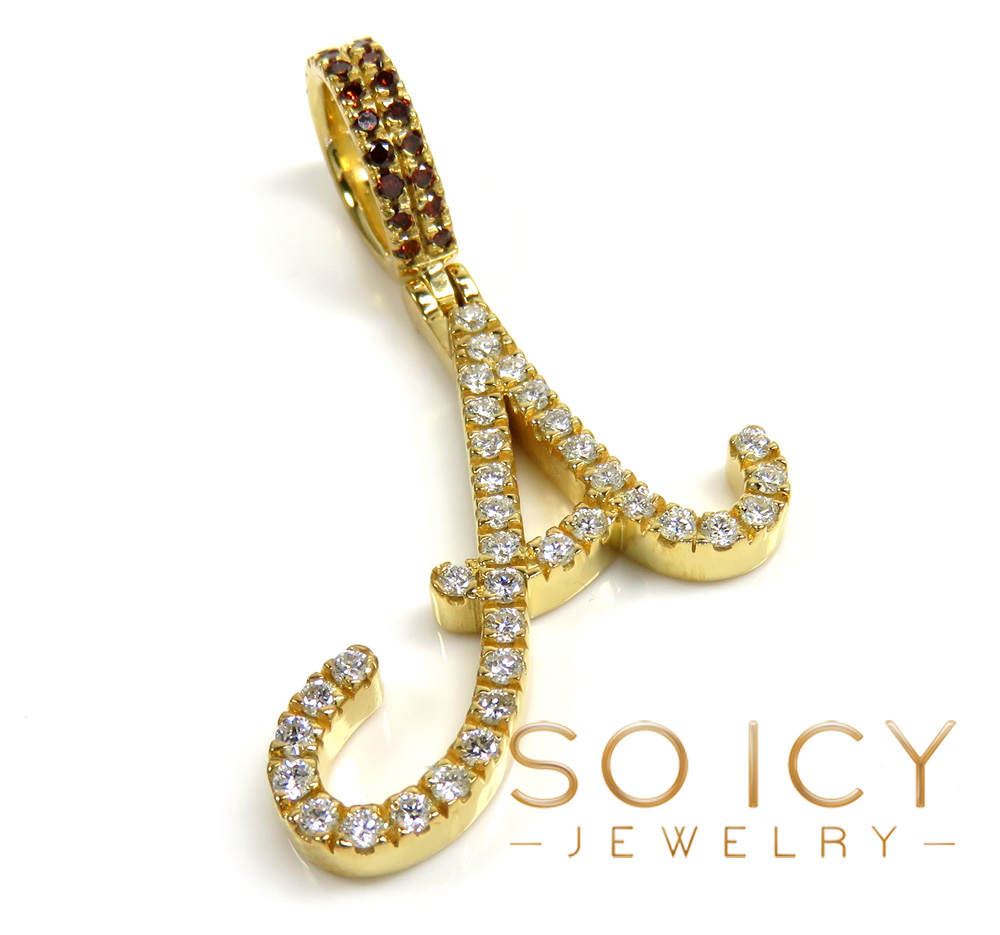 14k gold custom diamond initial a pendant 1.00ct