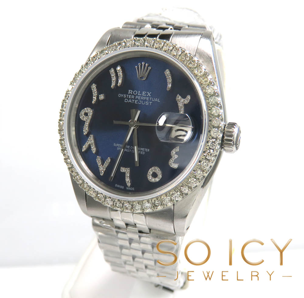 Rolex date just perpetual 36mm custom diamond bezel 1.25ct