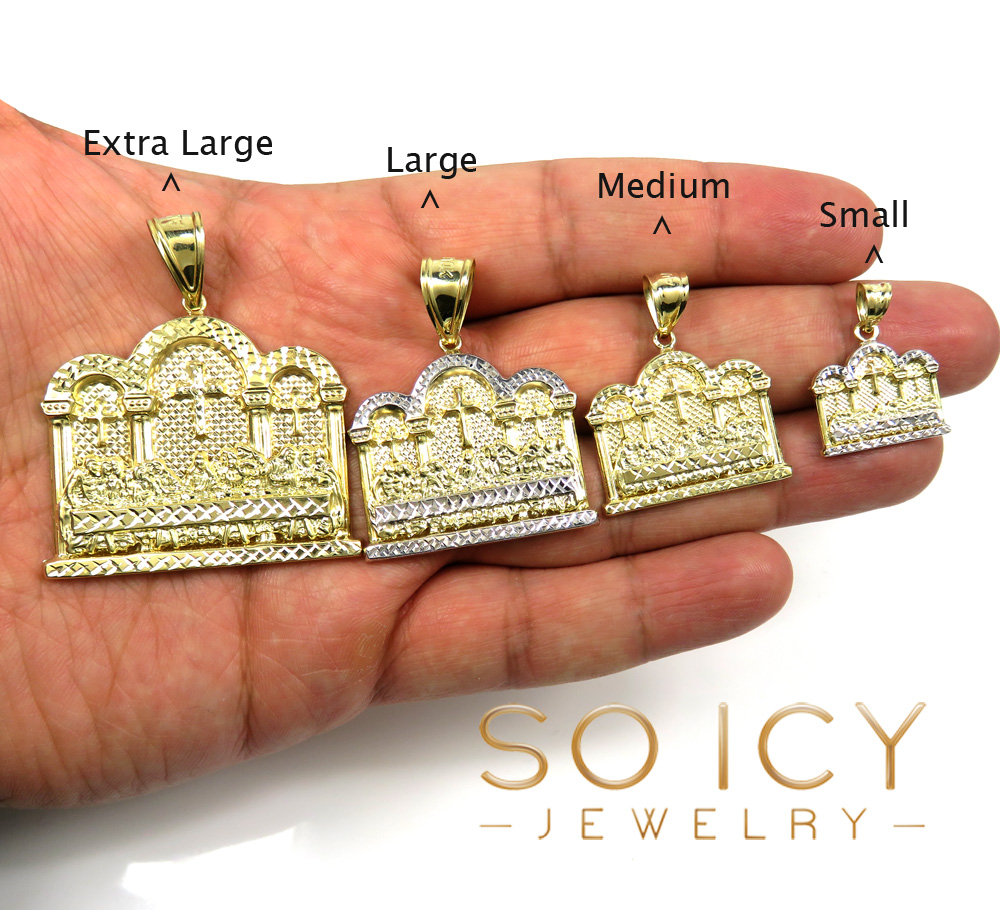 10k yellow gold small-xl jesus apostles last supper pendant 