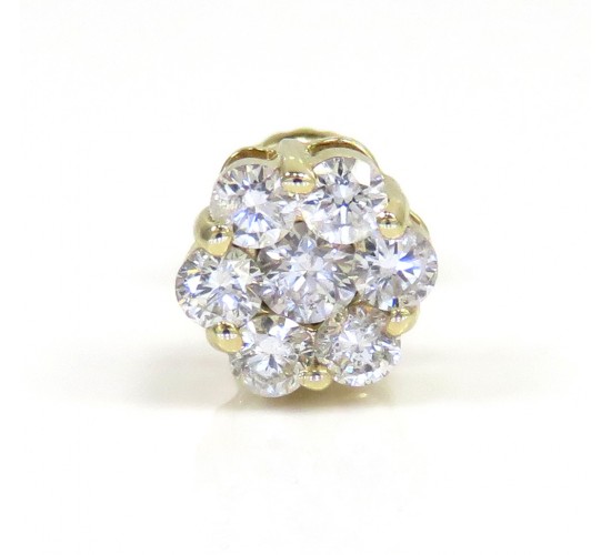 9mm 14k gold 25 pointer center diamond invisible cluster single earring 0.87ct