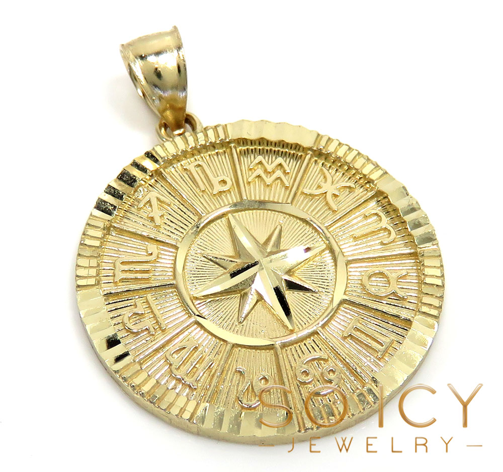 14k yellow gold small diamond cut zodiac pendant 