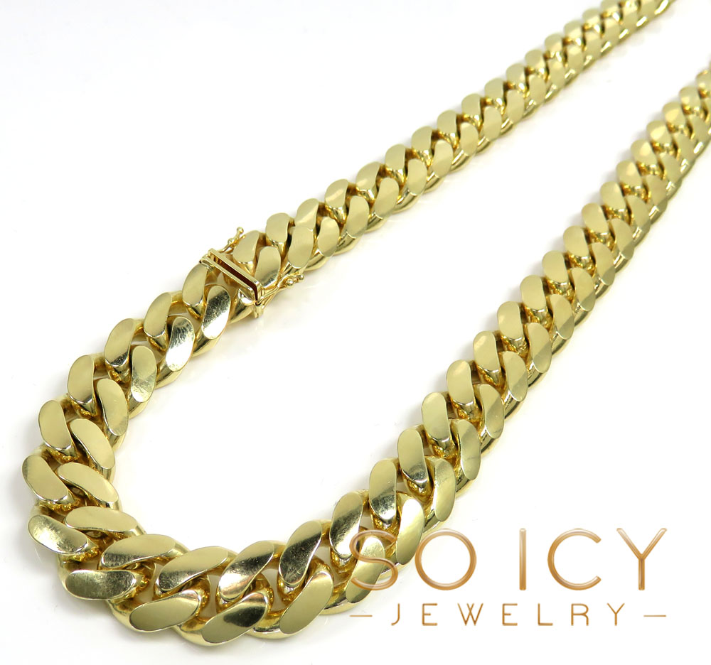 10k yellow gold thick miami link chain 24 inch 13.20mm