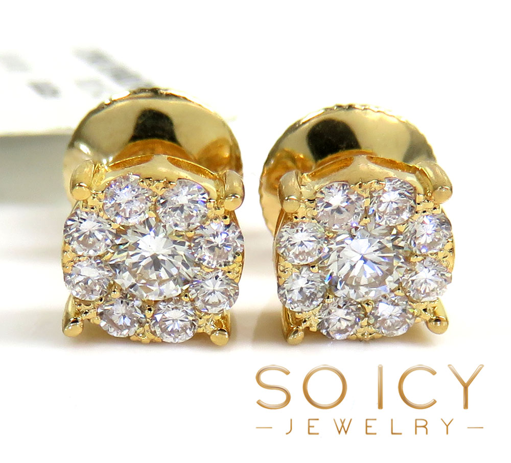 14k gold lab grown diamond cluster 6.50mm earrings 0.75ct