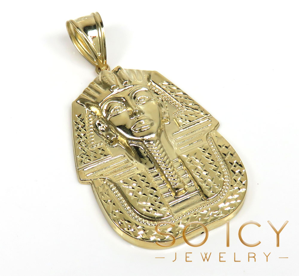 10k yellow gold mini-large king tut pharaoh head pendant