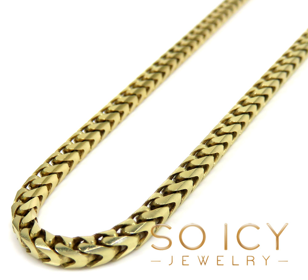 10k solid yellow gold tight link franco chain 18-26 inch 3.50mm