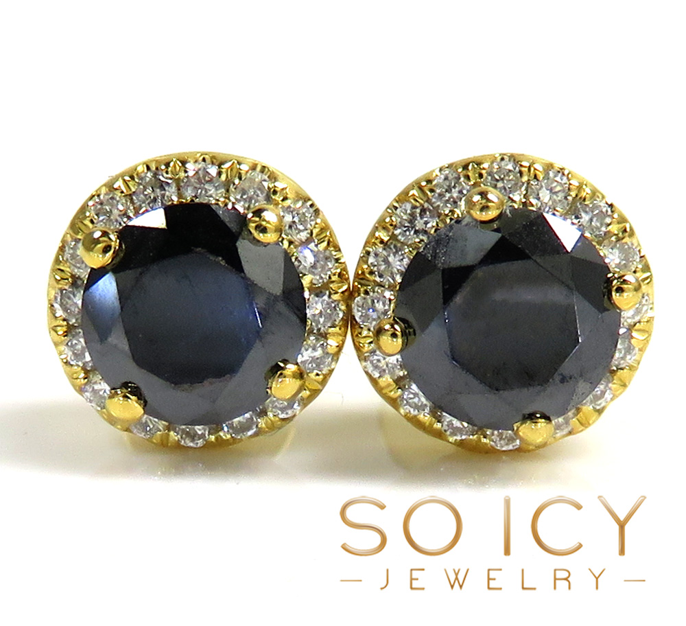 18k gold black cluster 8mm diamond earrings 1.00ct