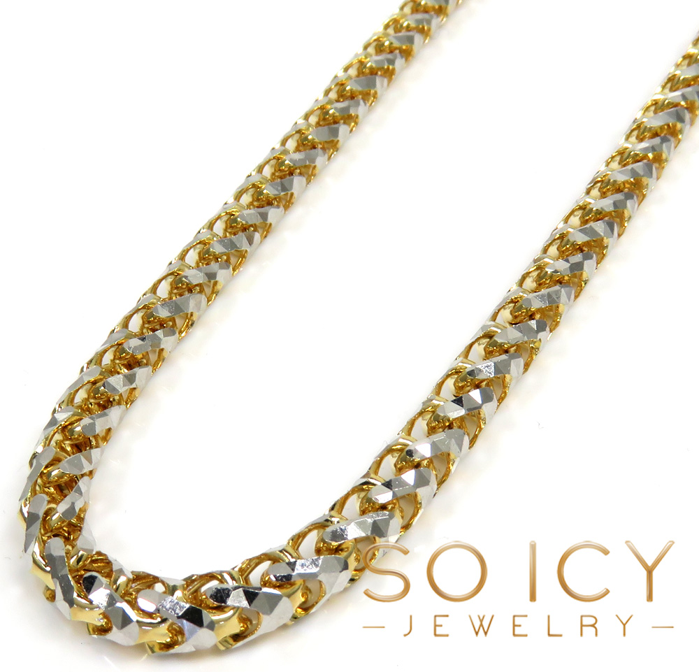 10k two gold prism cut franco chain 18-26 inch 5mm 