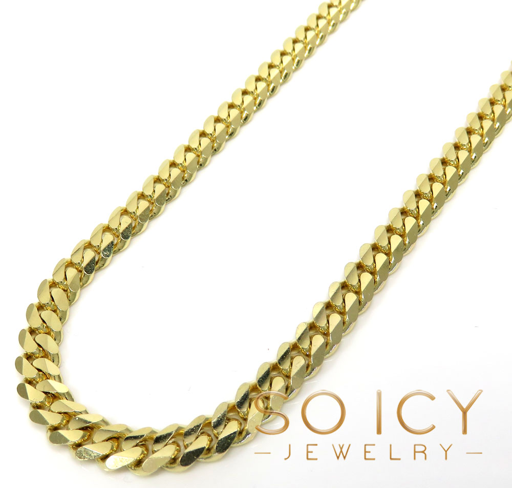 14k yellow gold solid concave miami link chain 20-26 inches 6mm