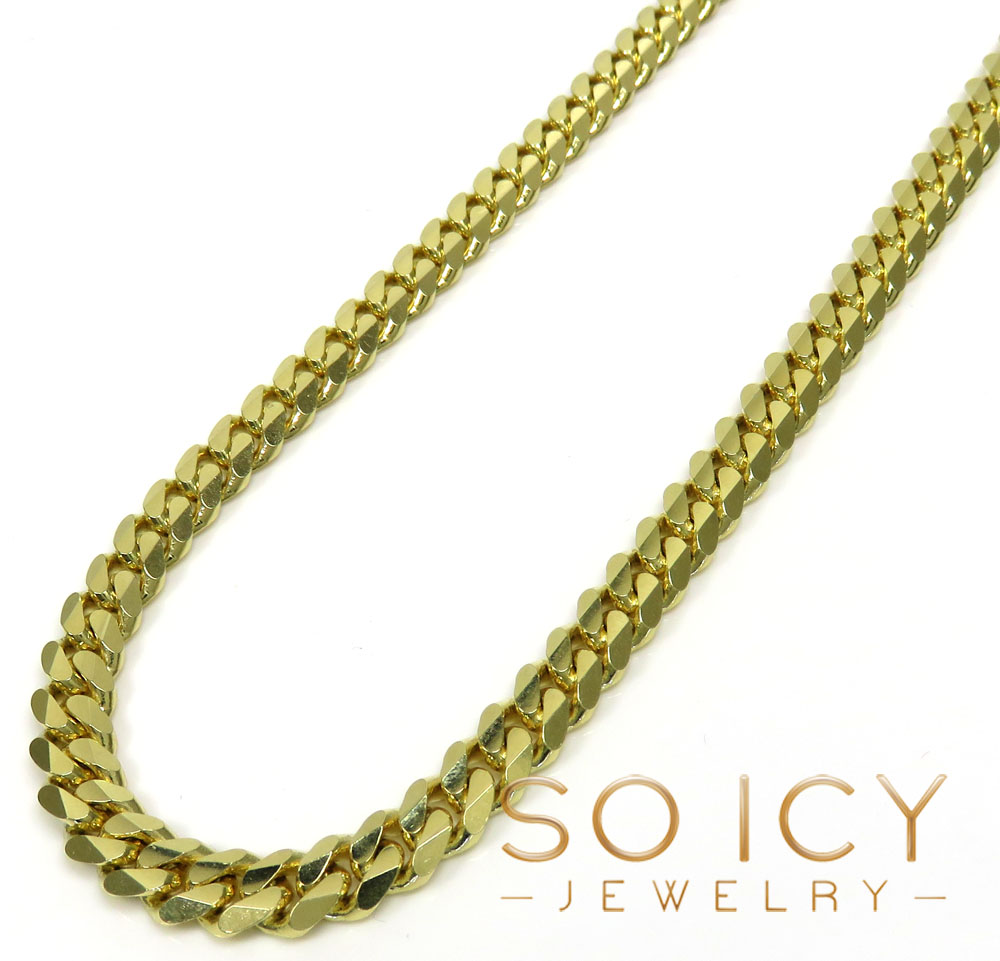 14k yellow gold solid concave miami link chain 20-26 inches 7mm