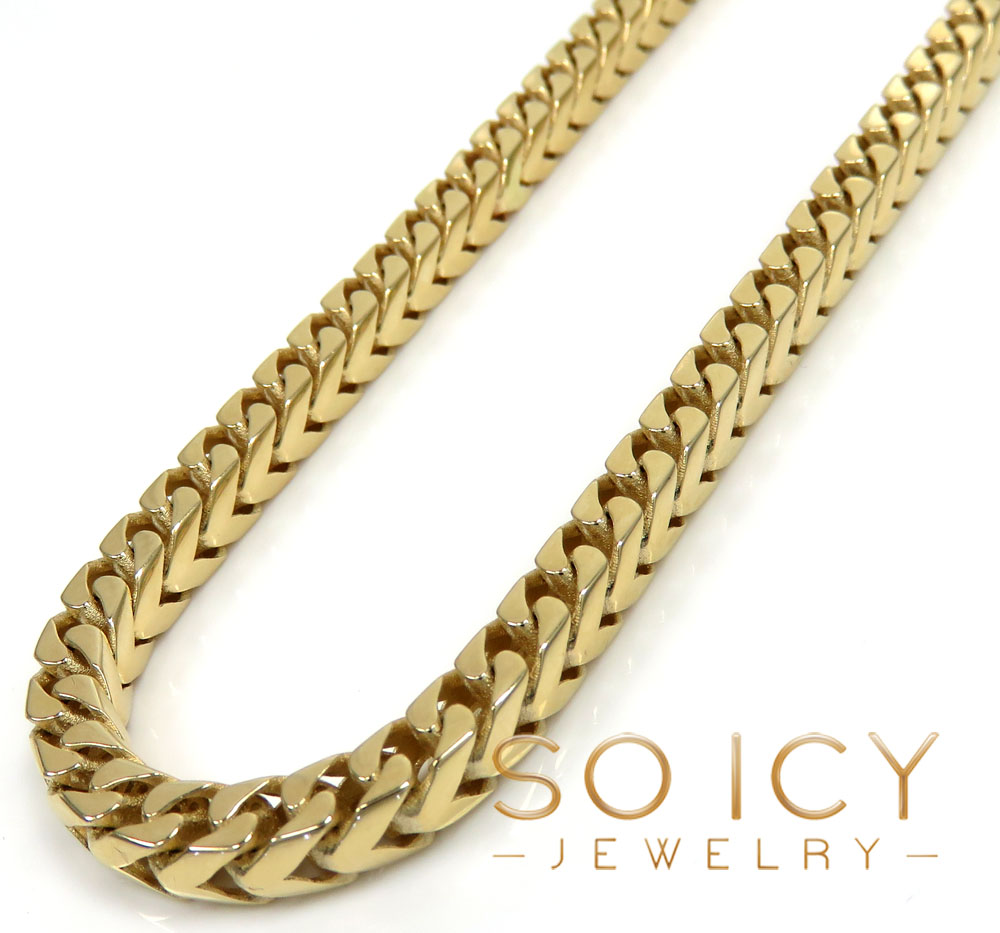 14k yellow gold semi hollow box franco chain 20-24 inch 4mm