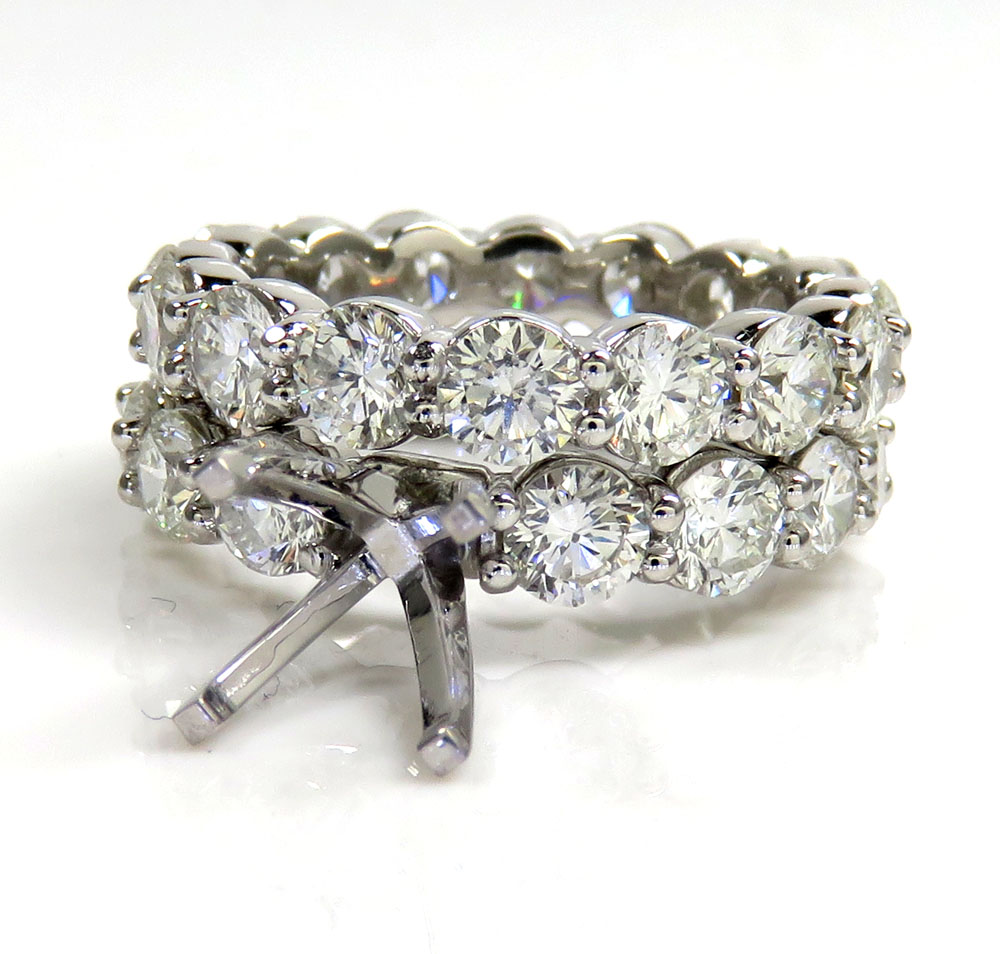14k white gold round lab grown diamond semi mount ring set 4.40ct