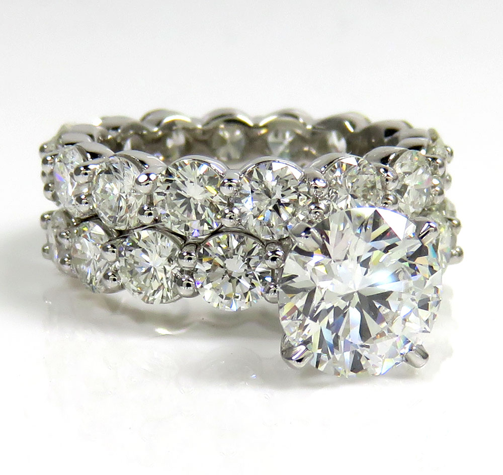 14k white gold round lab grown diamond semi mount ring set 6.15ct