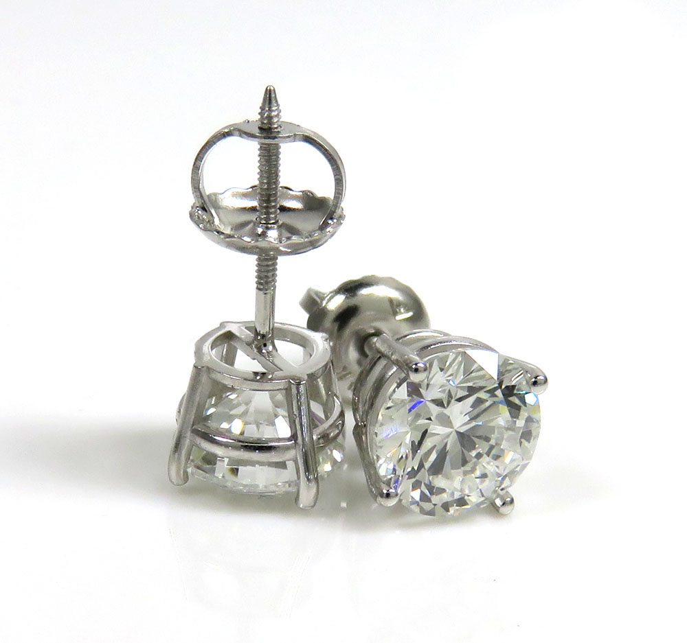 14k gold clean round cut lab grown diamond studs earrings 2.00ct