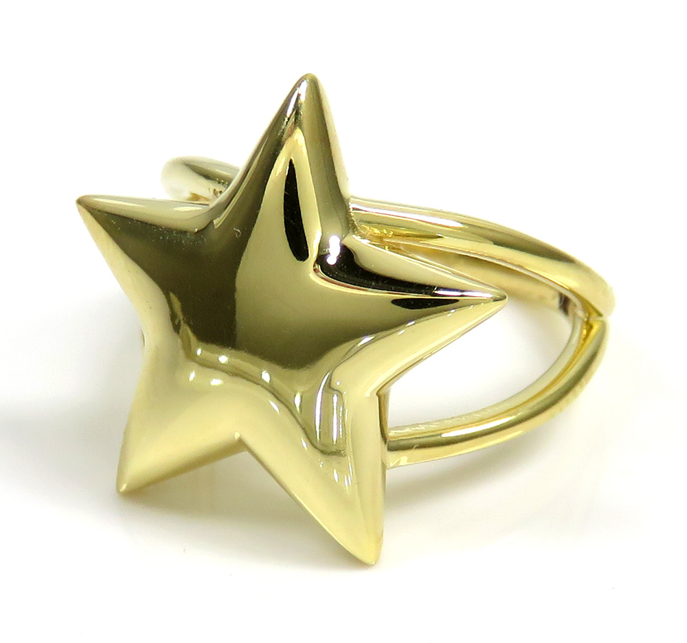 14k solid gold large star ring