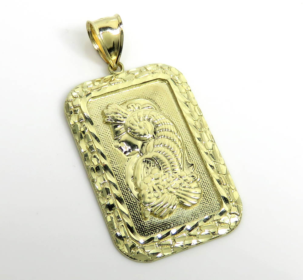 10k yellow gold xl gold nugget bar pendant