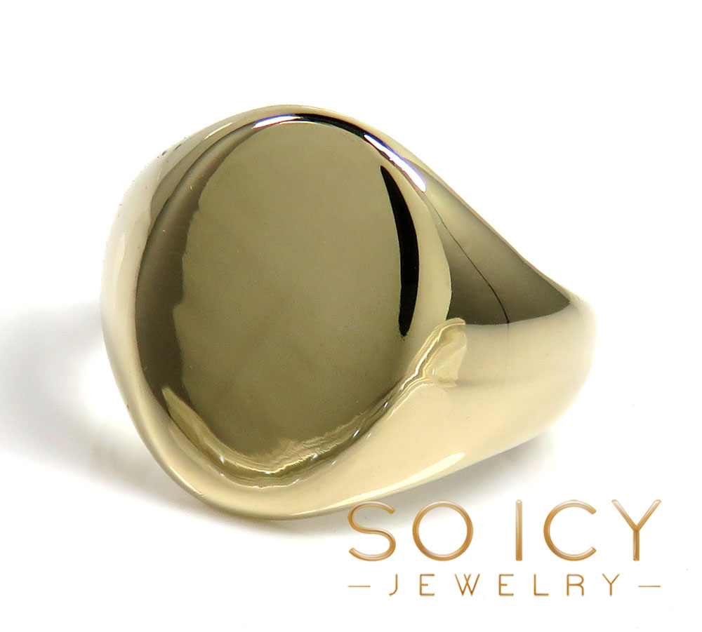 14k yellow gold solid oval monogram ring