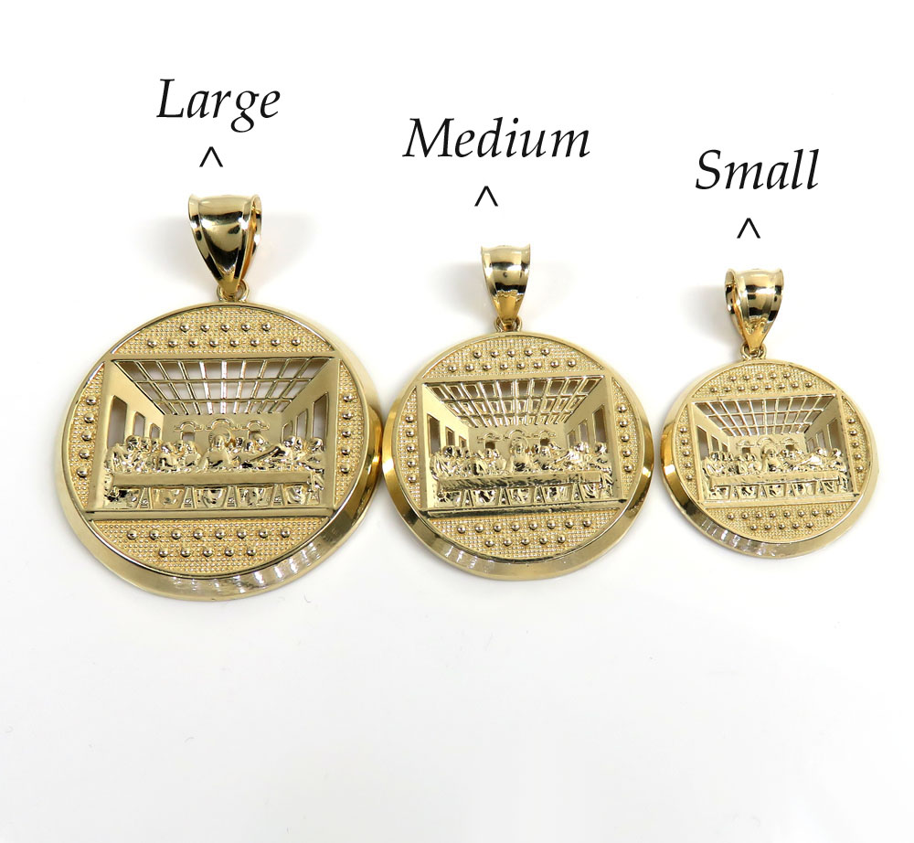 14k yellow gold small-large jesus apostles last supper pendant 