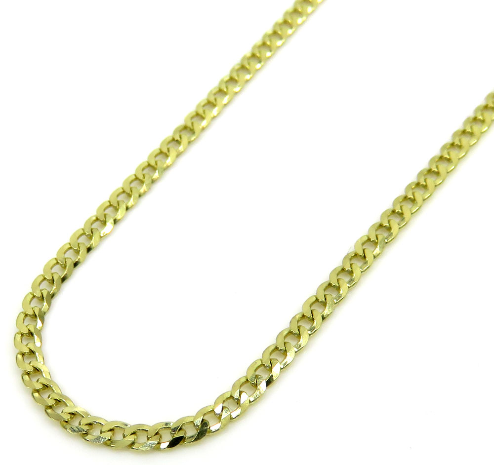 14k yellow gold solid cuban chain 16-24 inch 2mm
