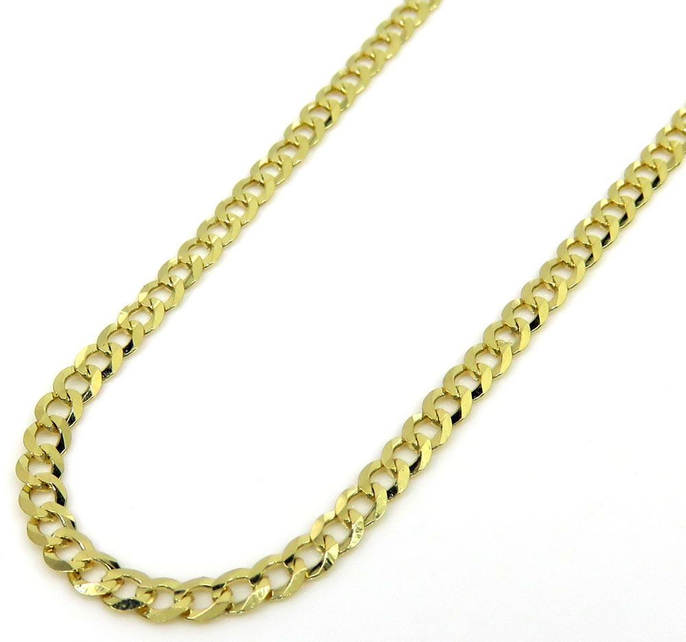 14k yellow gold solid cuban chain 16-24 inch 2.50mm