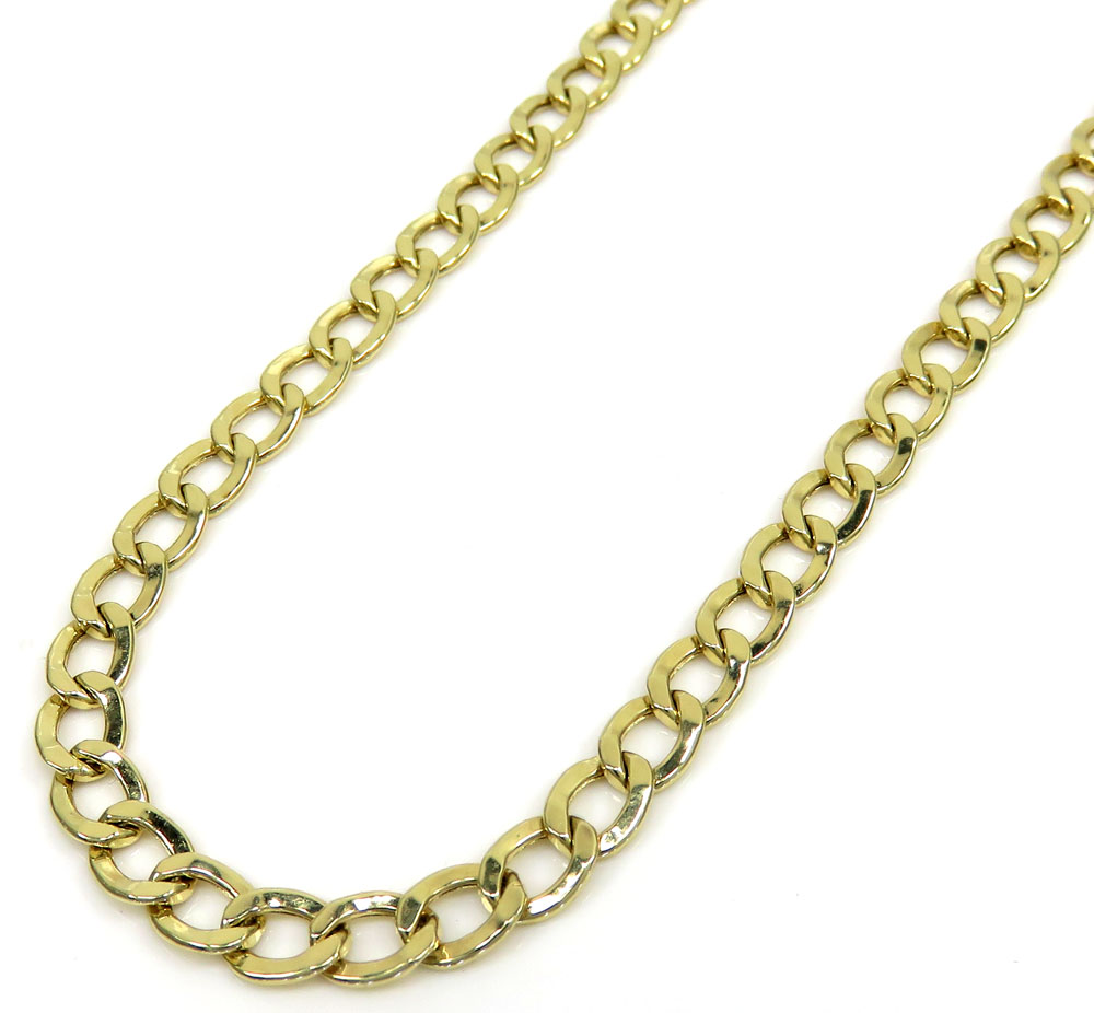 14k yellow gold hollow cuban link chain 18-24 inch 5mm