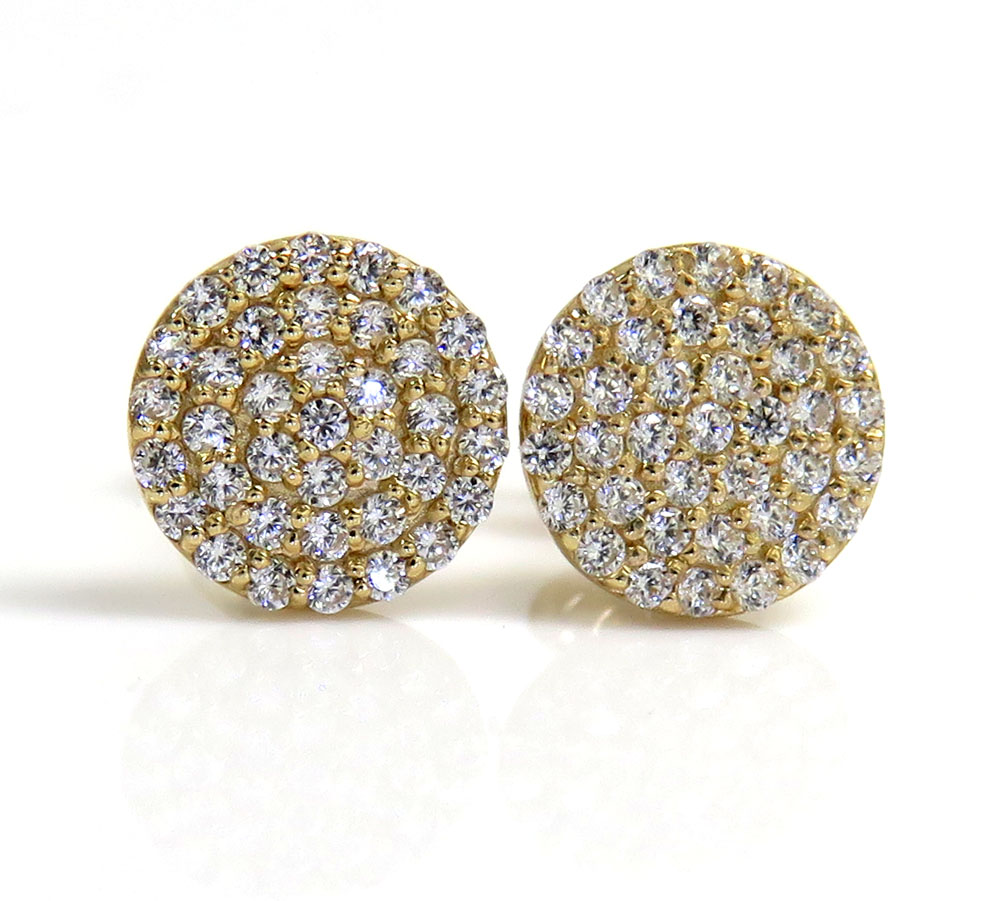 14k yellow gold cz snow cap 7.50mm earrings 0.60ct
