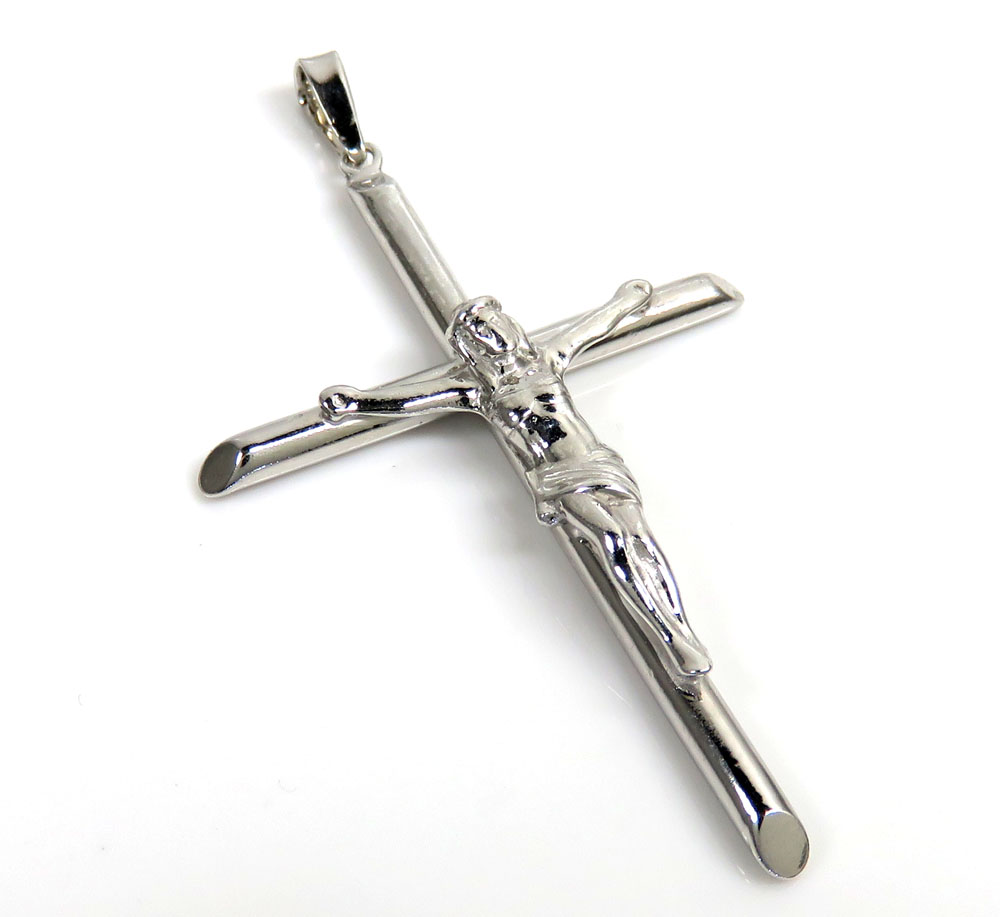 925 silver large hanging jesus tube cross 