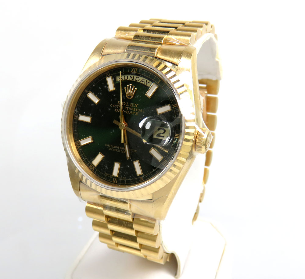 Rolex day date 18k yellow gold 36mm green dial ref.18238