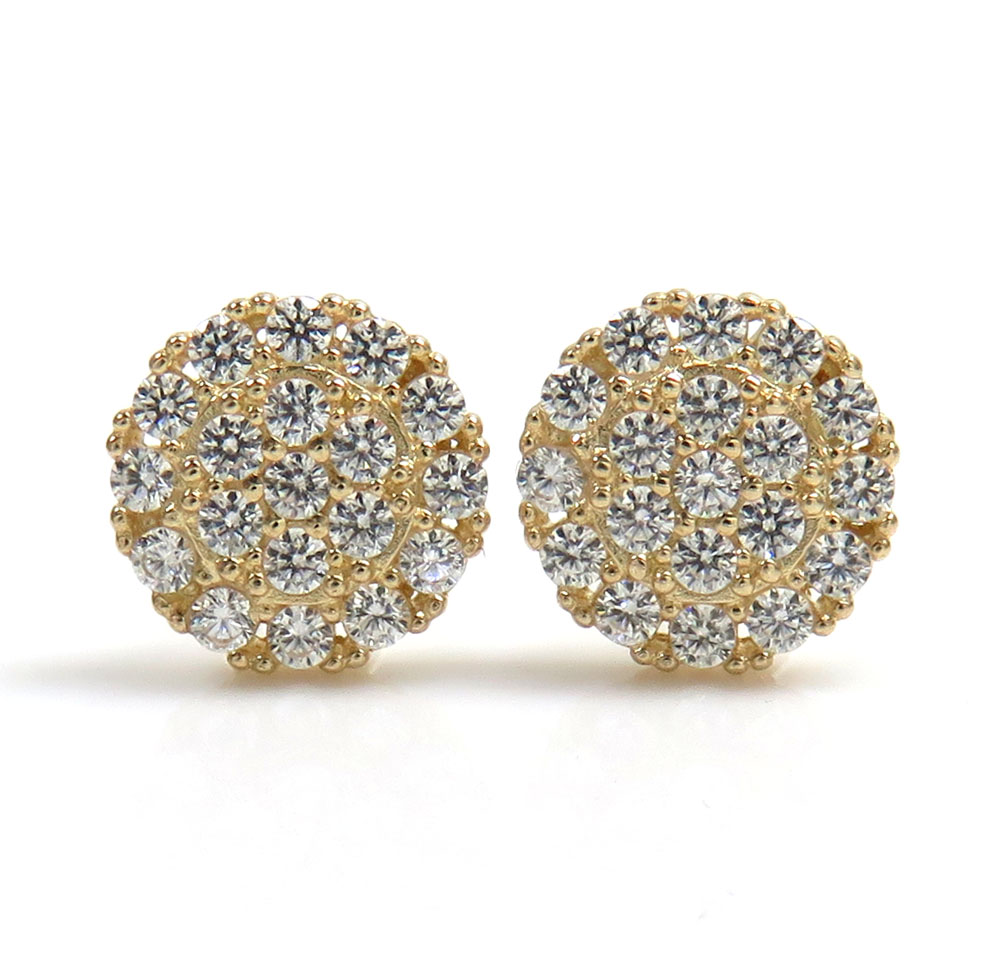 14k yellow gold cz snow cap 7mm earrings 0.60ct