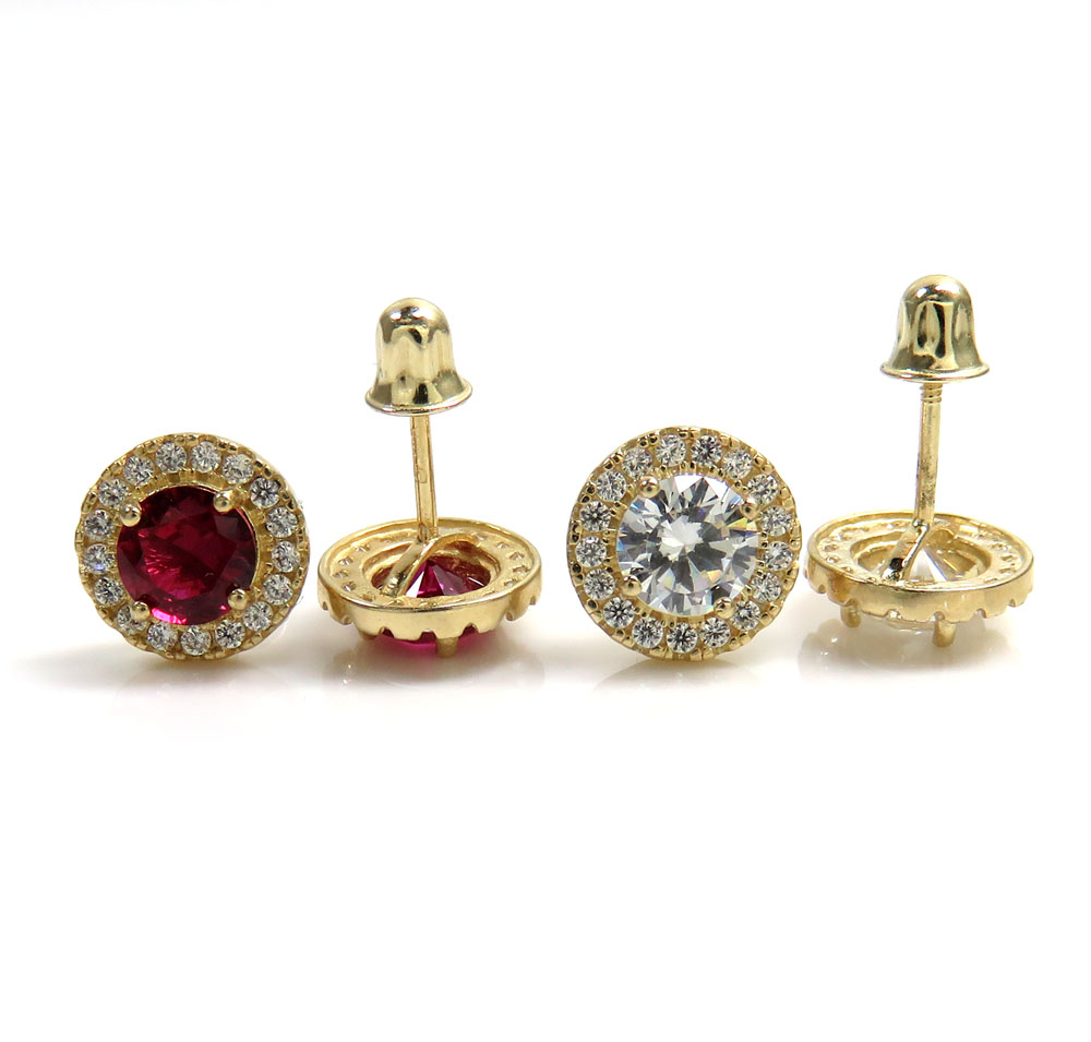14k yellow gold 7.50mm cz cluster earrings 0.80ct