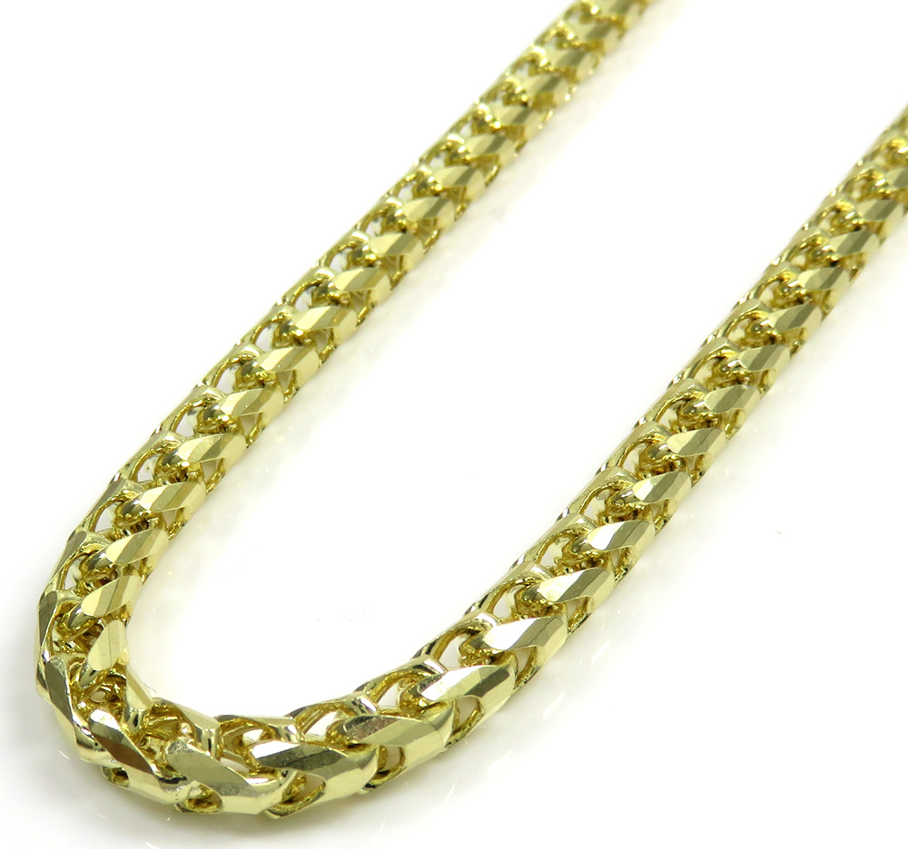 14k yellow gold solid diamond cut franco chain 20-24