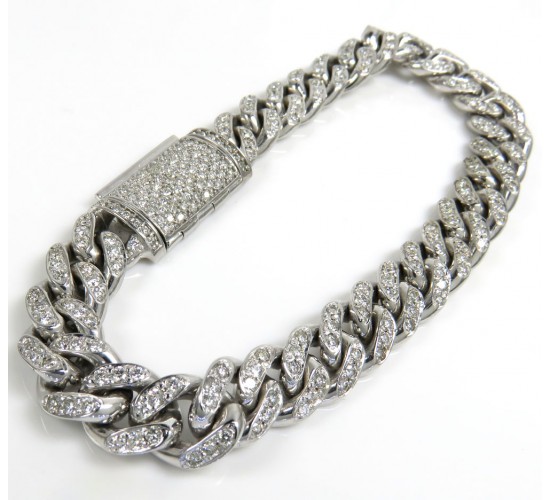 8mm 14k white yellow or rose gold vs lab diamond miami bracelet 7.50