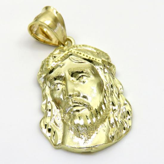 14k yellow gold side face jesus pendant medium size