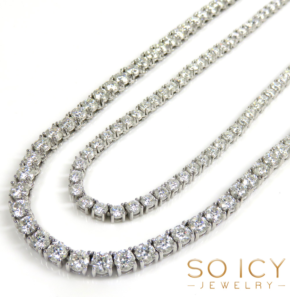 Silver 3mm or 4mm 925 moissanite tennis chain 18-30