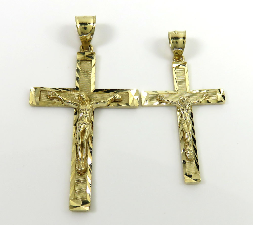10k yellow gold diamond cut small- medium jesus cross