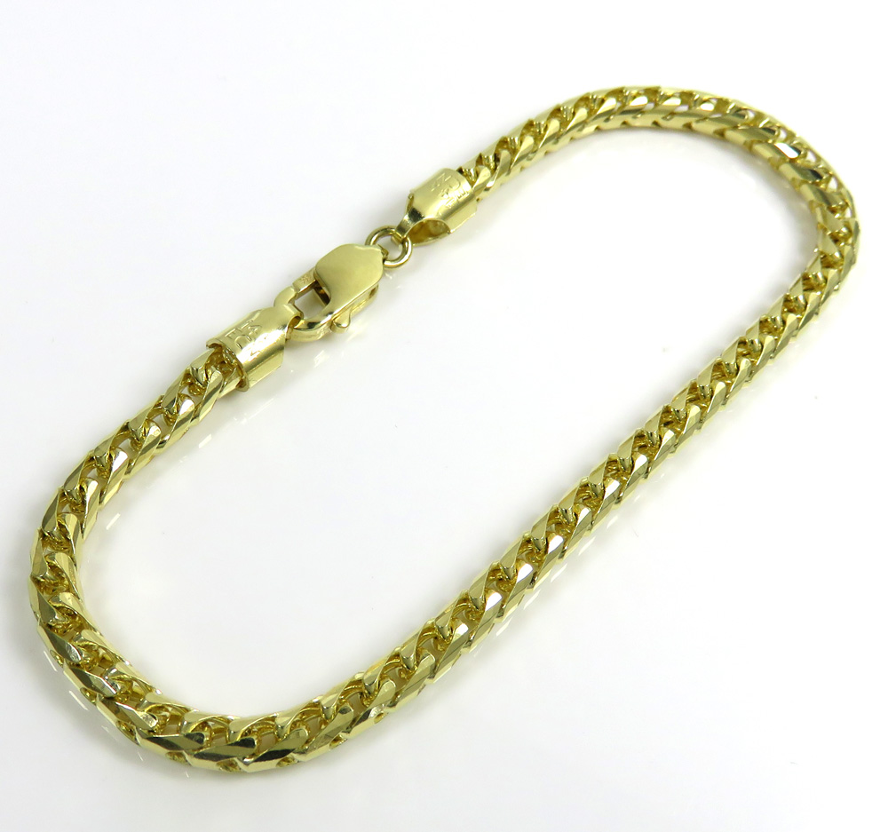 14k gold solid franco diamond cut bracelet 4mm 8.50
