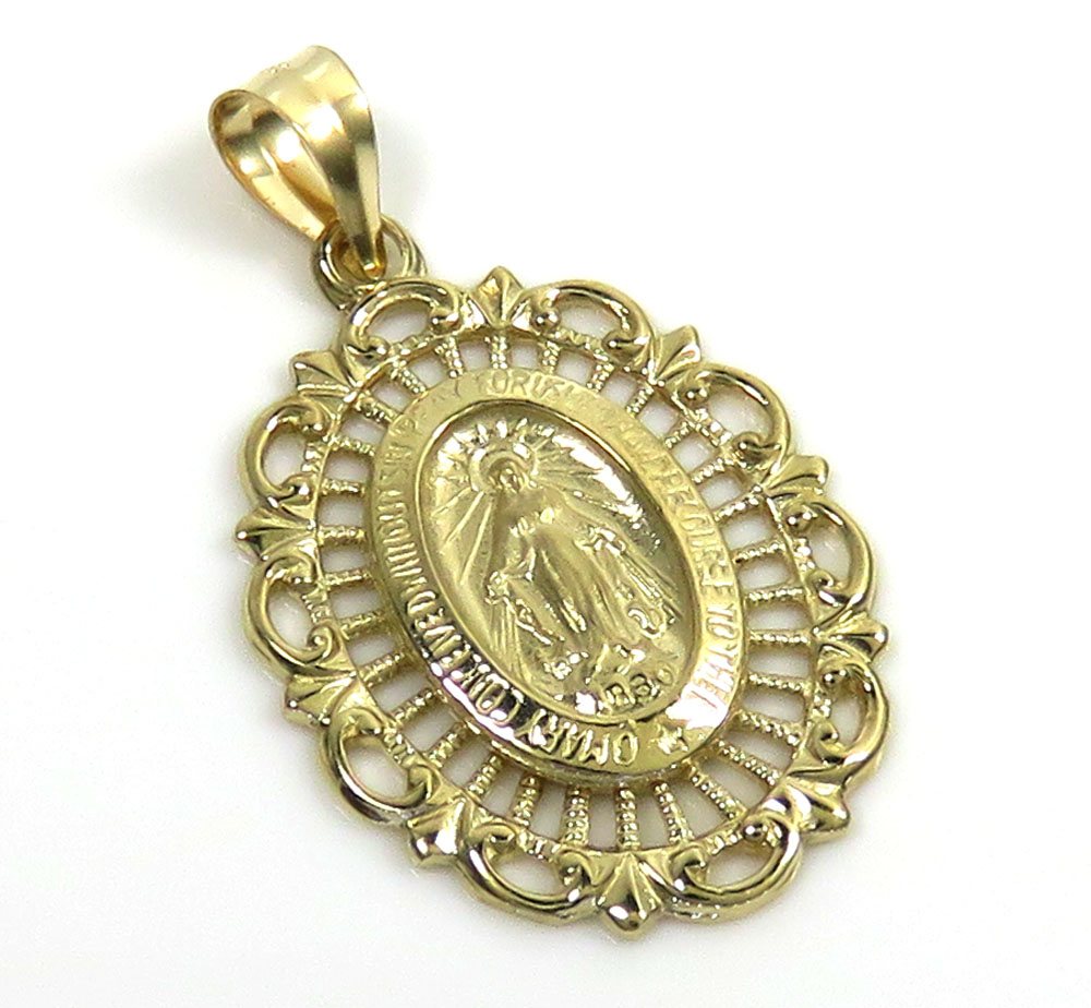 14k yellow gold virgin mary small pendant 